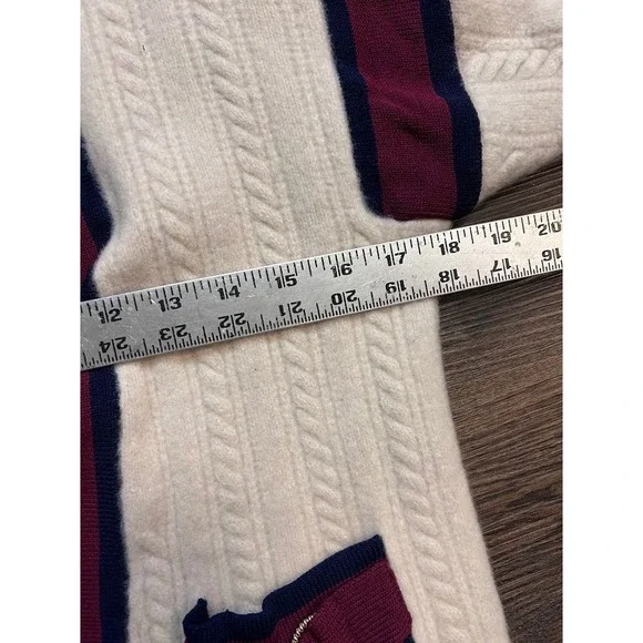 Sandro Paris Wool Cable Knit Cardigan Sweater Small Cream Burgundy - Picture 6 of 10